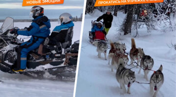 Снегоходный хаски-тур — семейный, лёгкий. 20 км