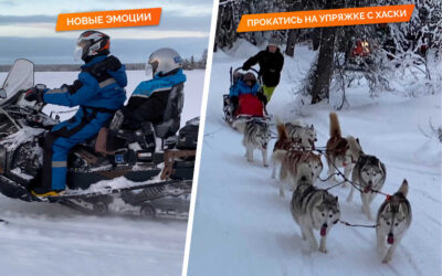 Снегоходный хаски-тур — семейный, лёгкий, 20 км.
