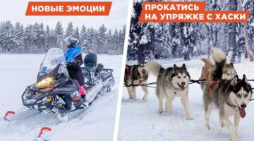 Снегоходный хаски-тур — семейный, лёгкий, 20 км.